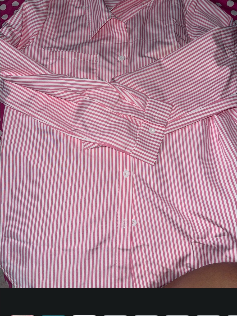 Classic Pink Stripe Button-Front Sleep Shirt